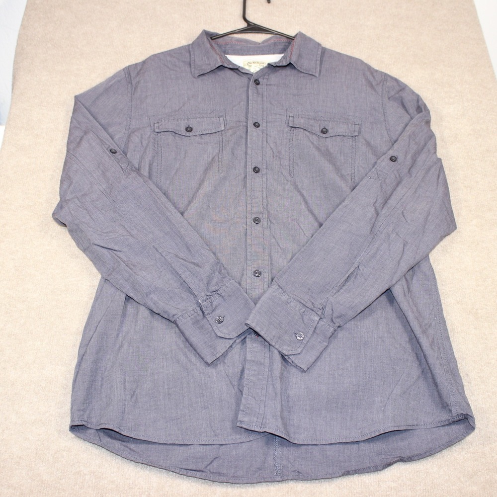 American Rag Cie Mens XL Gray Long Sleeve Button Down Utility Shirt Epaulets